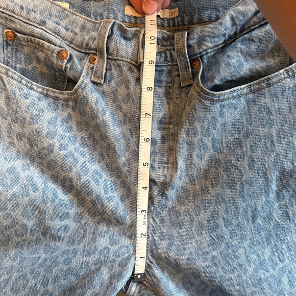 Levi’s Wedgie Straight Leopard Print Blue Jeans Size 27 EUC Button Fly High Rise - Picture 9 of 13